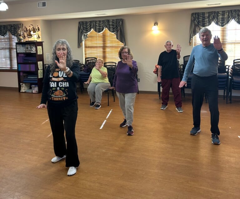 Seniors practicing Tai Chi at CHEER.