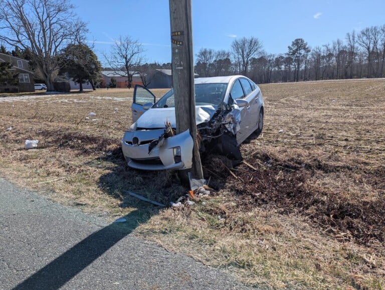 Car Crashes into Telephone Pole in Selbyville - 47abc