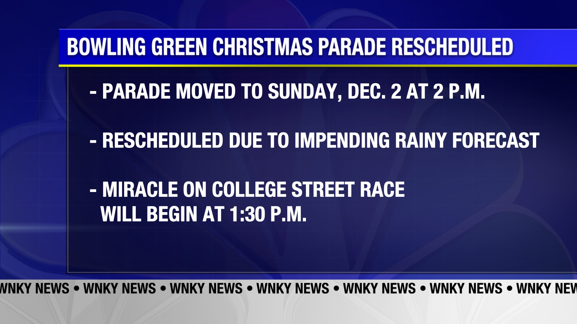 Bowling Green Christmas parade rescheduled due to rain WNKY News 40