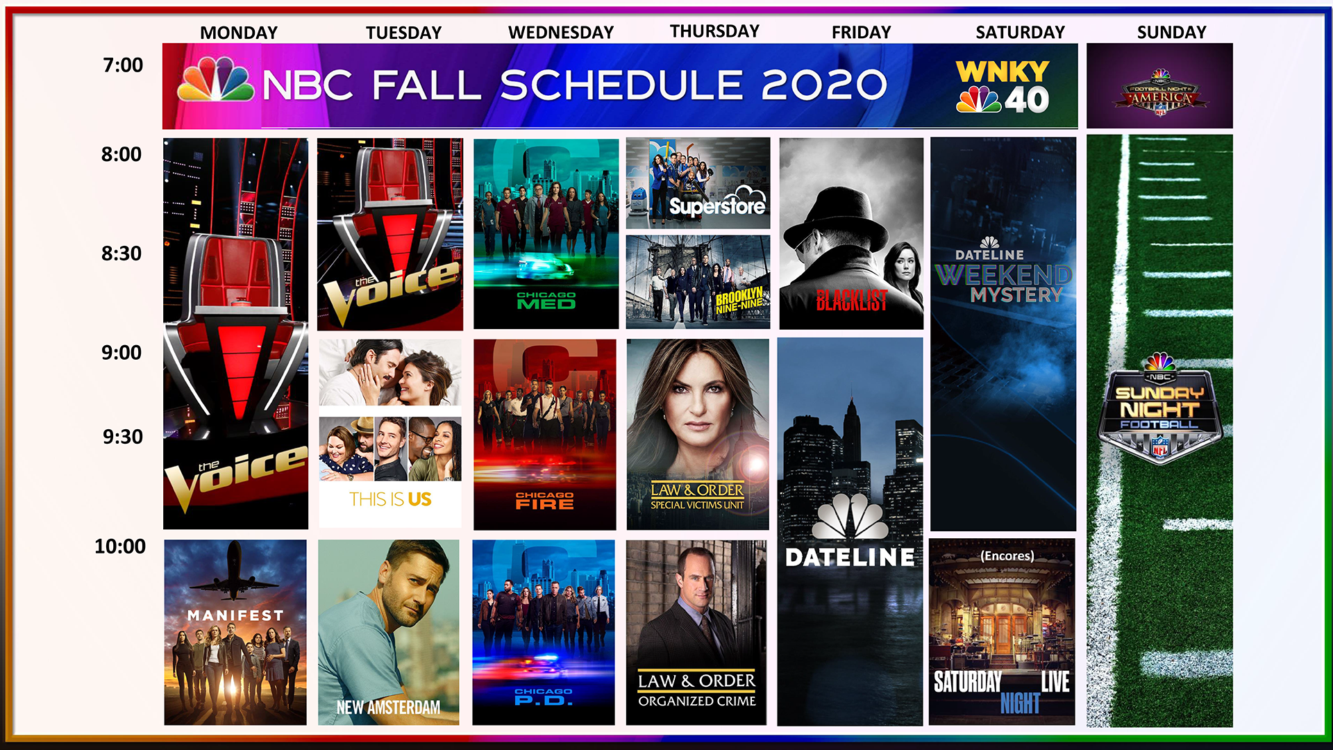 Nbc Fall Schedule 2022 Nbc Enters The 2020-21 Season With Unprecedented Stability Across Its  Schedule - News 40 | Wnky Television