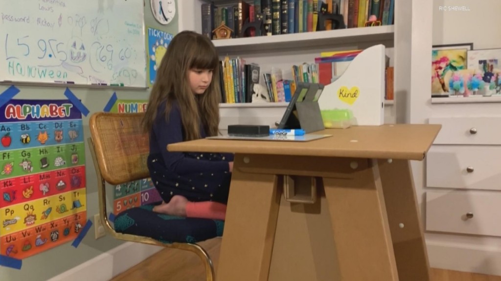 Cardboard Desks Aid At Home Learning