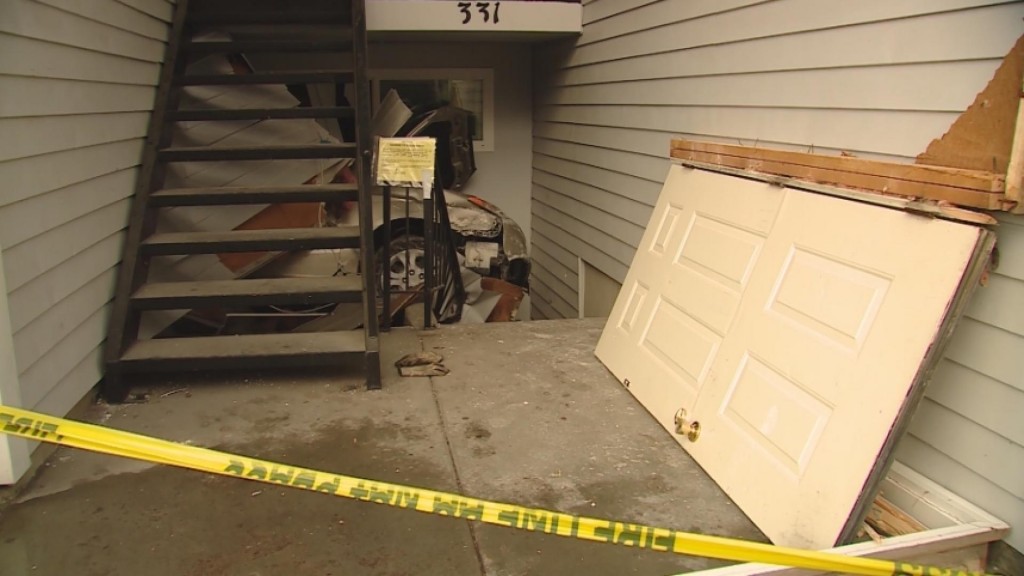 One Seriously Injured When Car Slams Into Apartment