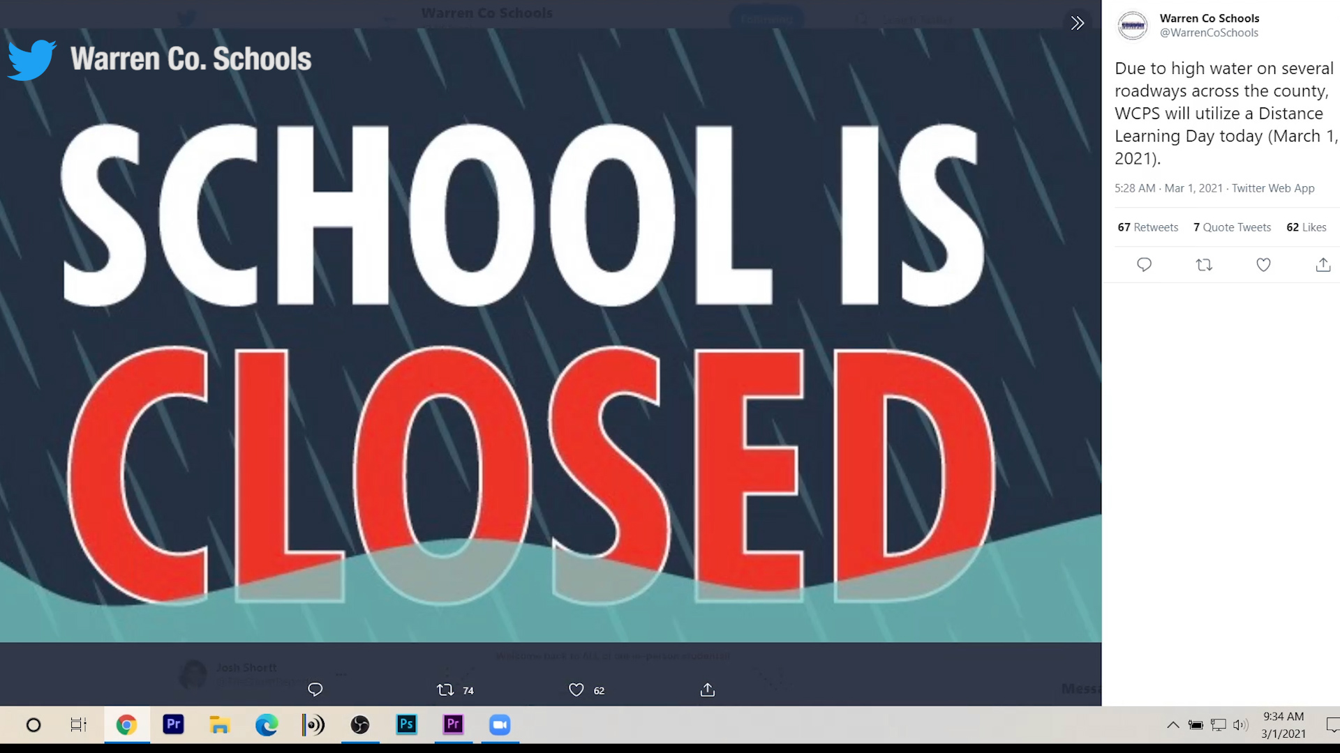 Schools close to inperson learning due to dangerous flooding