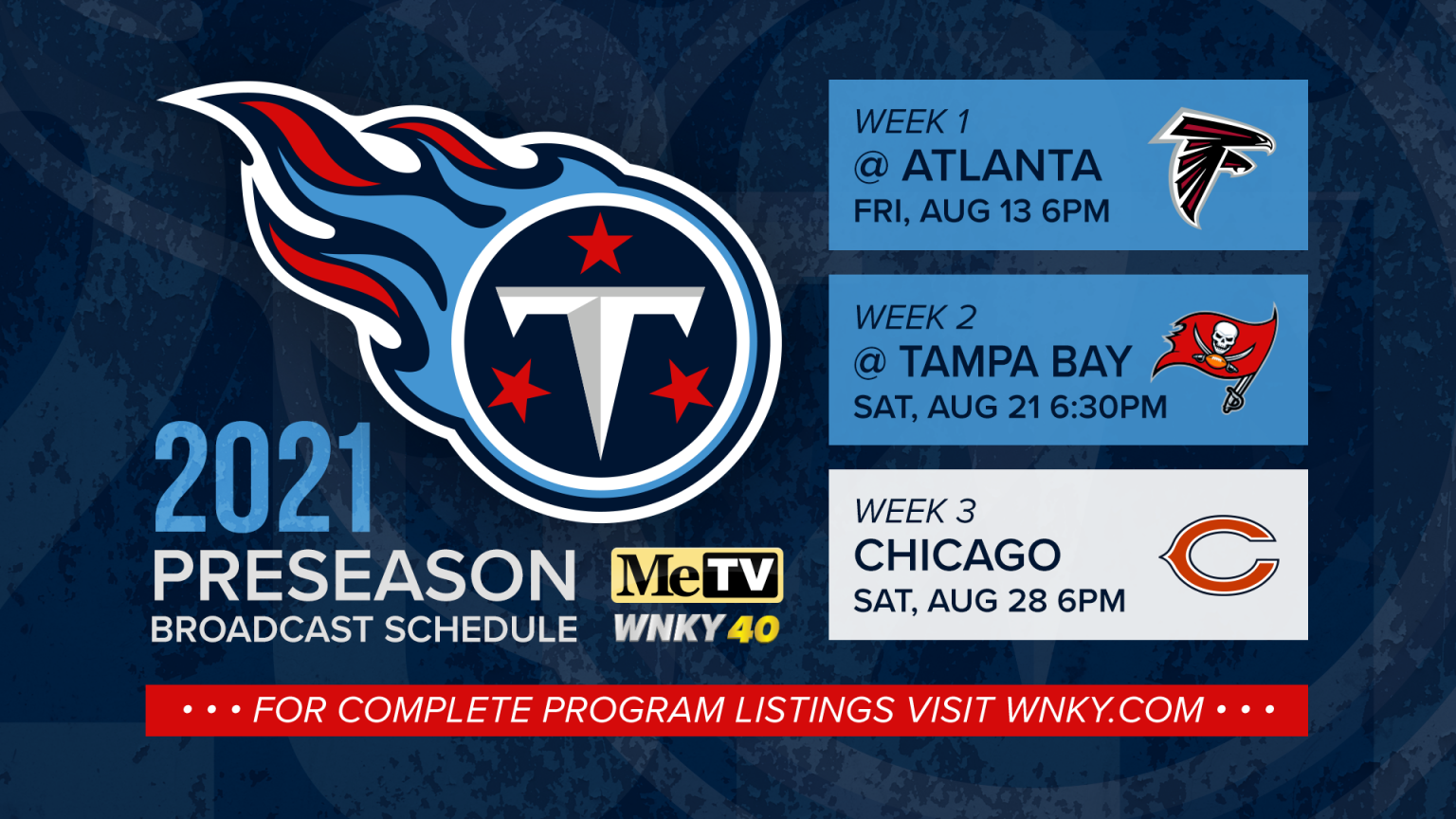 WNKY 40 to broadcast three Titans preseason games WNKY News 40 Television