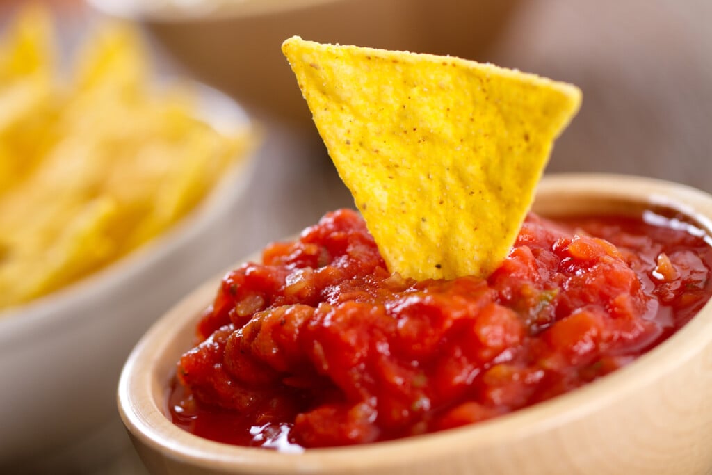 Tortilla Chips With Different Sauces