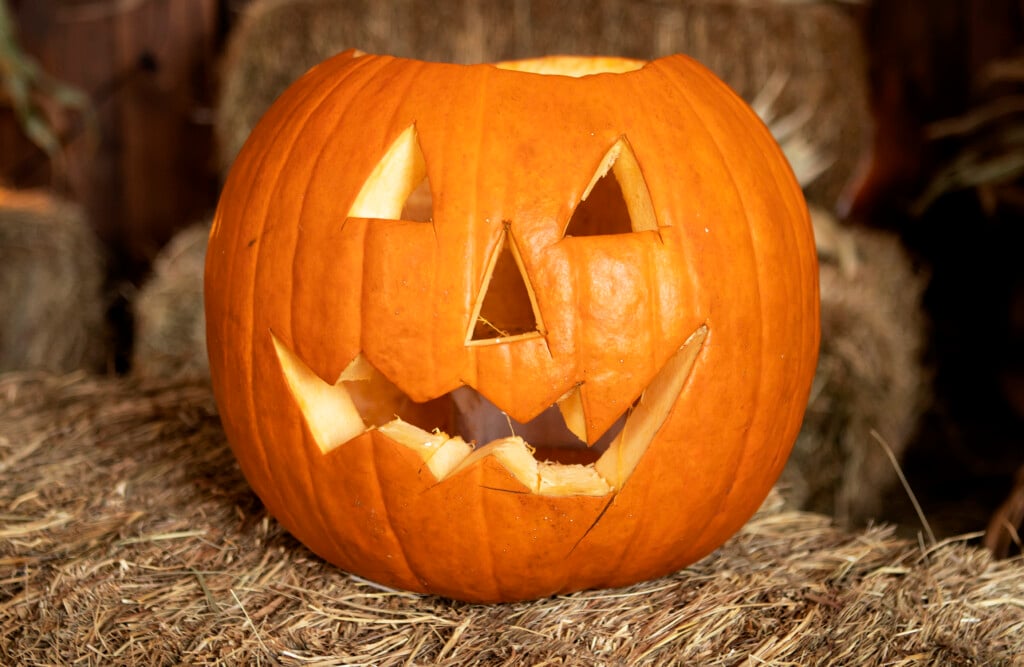 Orange Pumpkin On Hay Halloween Concept 2024 11 27 13 33 56 Utc