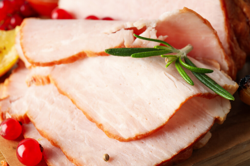 Concept Of Tasty Food, Ham, Close Up