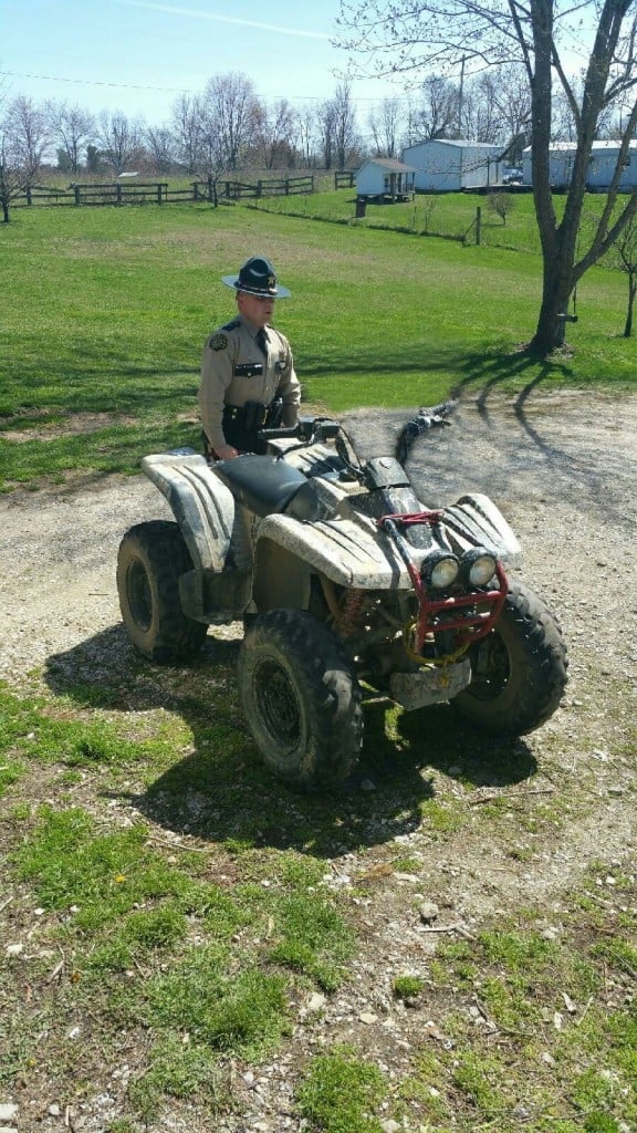 Stolen ATV recovered in Laurel County 3-16-16.  Dustin Patterson