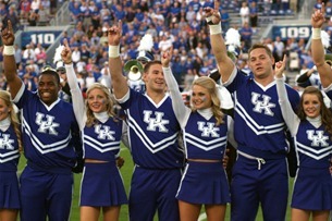 University of Kentucky Cheerleaders practice 2-8-18 before leaving for the Winter Olympics in South Korea where they will represent the United States in a cheerleading competition