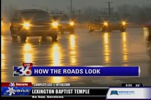 Road with double yellow stripes