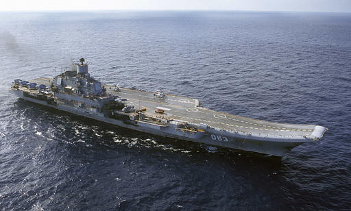 FILE - In this 2004 file photo the Admiral Kuznetsov carrier seen in the Barents Sea
