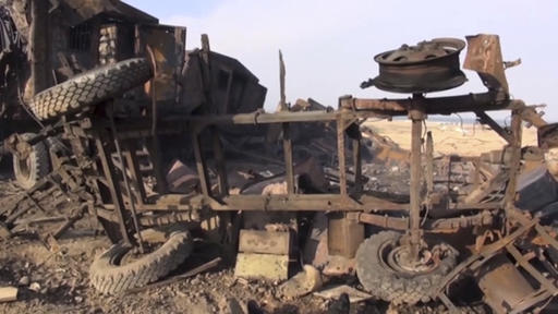 This image made from video shows a radar site after a U.S. airstrike in Hodeida