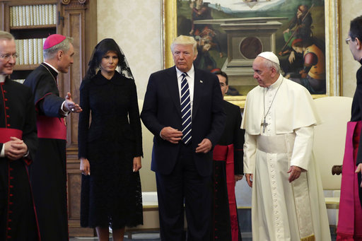 U.S. President Donald Trump and first lady Melania Trump meet Pope Francis
