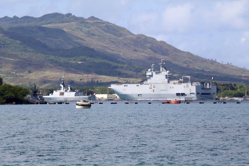 French Navy ships sit in port at Naval Base Guam