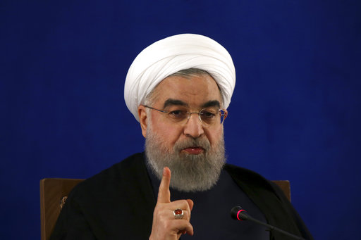 Iranian President Hassan Rouhani gives a press conference in Tehran