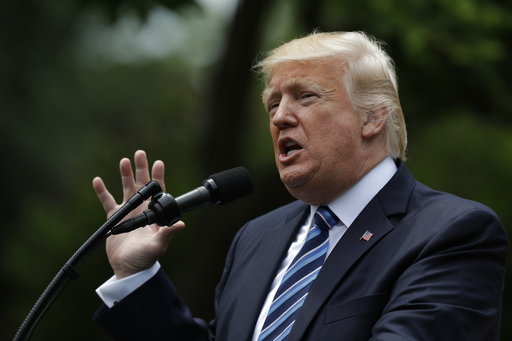 President Donald Trump speaks in the Rose Garden of the White House in Washington