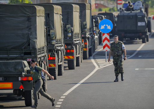 British troops arrive in Romania after crossing the border from Bulgaria in Giurgiu
