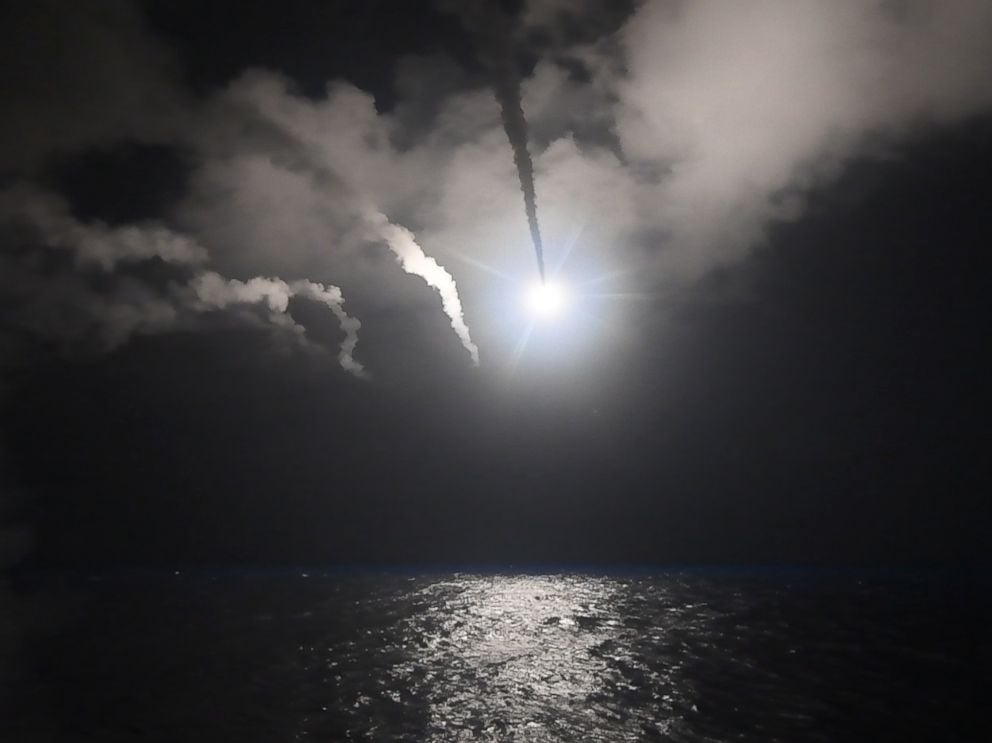 PHOTO: The guided-missile destroyer USS Porter conducts strike operations while in the Mediterranean Sea, April 7, 2017.