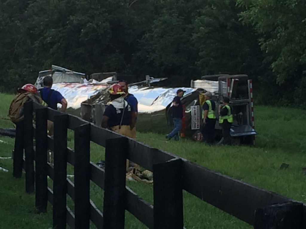 Tanker carrying distilled spirits overturns in Woodford County 8-3-16