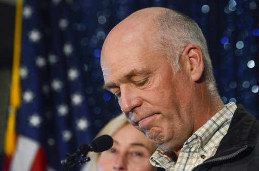 Greg Gianforte celebrates his win over Rob Quist for the open congressional seat at the Hilton Garden Inn