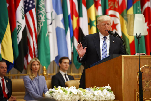 President Donald Trump delivers a speech to the Arab Islamic American Summit