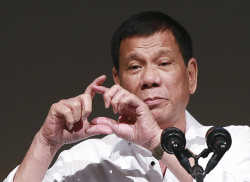 Philippine President Rodrigo Duterte delivers a speech at the Philippine Economic Forum in Tokyo