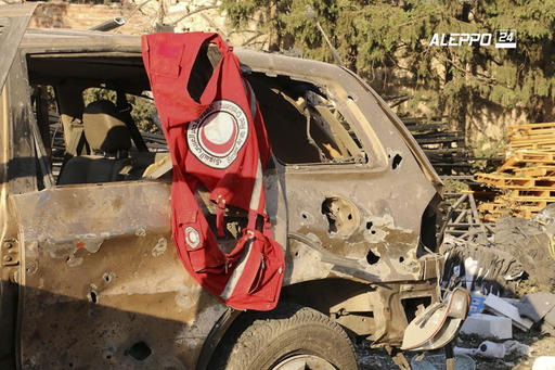 This image provided by the Syrian anti-government group Aleppo 24 news