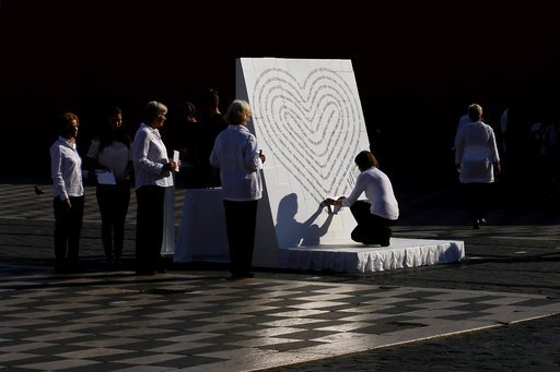 The names of the victims of the 2016 Nice attack are displayed during a ceremony in Nice