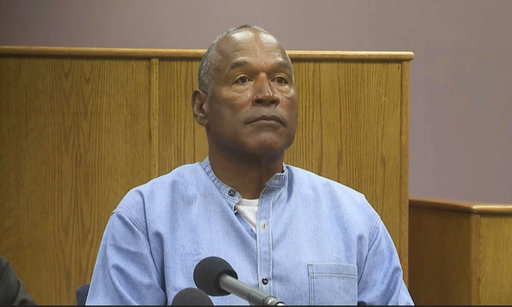Former NFL football star O.J. Simpson appears via video for his parole hearing at the Lovelock Correctional Center in Lovelock