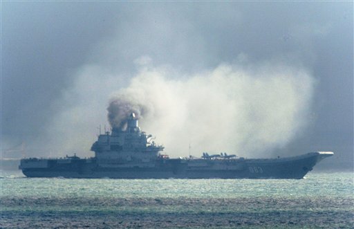The Russian aircraft carrier Admiral Kuznetsov passes within a few miles of Dover