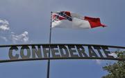 The Third Official Flag of the Confederacy flies over Confederate Memorial Park Thursday