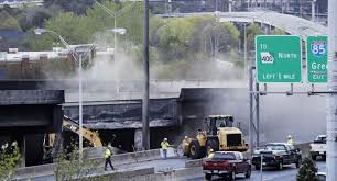Bridge collapse on I-85 outside Atlanta following fire