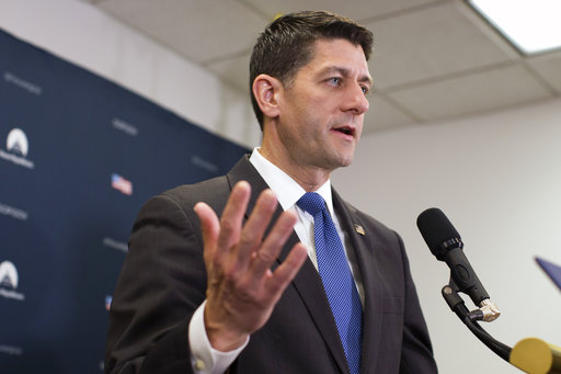 House Speaker Paul Ryan of Wis. speaks during a news conference after a GOP caucus meeting on Capitol Hill in Washington