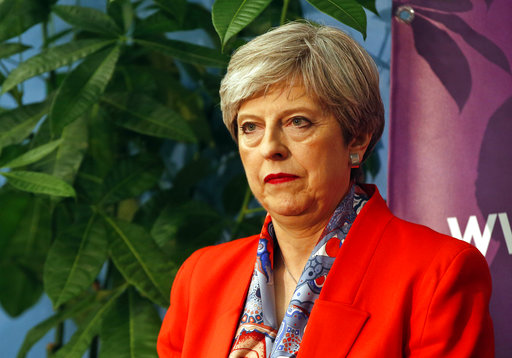 Britain's Prime Minister Theresa May listens as the declaration at her constituency is made for in the general election in Maidenhead