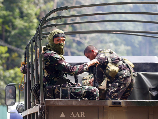 Government troops head for a continuing military operation against Muslim militants who lay siege in Marawi city Friday
