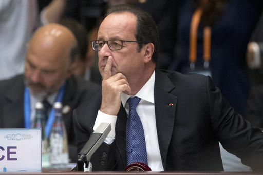 French President Francois Hollande attends the opening ceremony of the G20 Summit in Hangzhou in eastern China's Zhejiang province