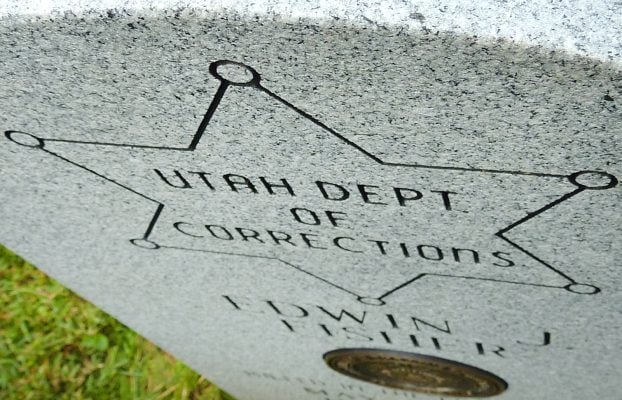 Edwin Fisher headstone in cemetery in Frankfort.  Fallen corrections officer killed in Utah.  Courtesy:  Frankfort State Journal