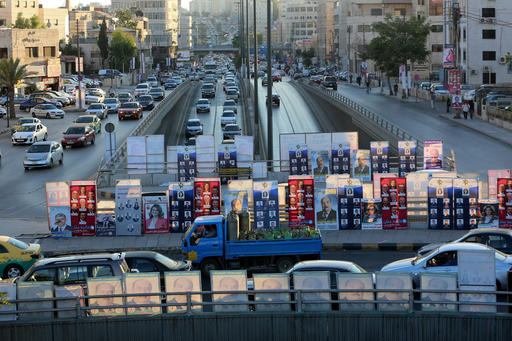 Election posters are on display in the capital