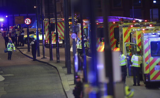 Emergency personnel on London Bridge after an incident in central London