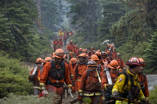 Hand crews finish up work on the Emerald Fire along Highway 89