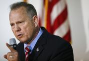 Former Alabama Chief Justice and U.S. Senate candidate Roy Moore speaks at a campaign rally
