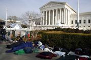 People sleep outside of the Supreme Court in order to save places in line for Dec. 5 arguments in 'Masterpiece Cakeshop v. Colorado Civil Rights Commission