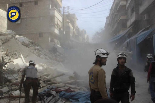 In this picture provided by the Syrian Civil Defense group known as the White Helmets