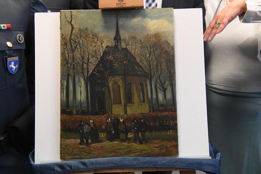 The painting Congregation Leaving The Reformed Church of Nuenen by Vincent Van Gogh