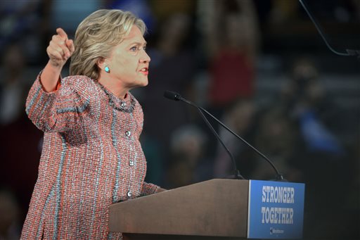 Democratic presidential candidate Hillary Clinton speaks at a rally at Miami Dade College in Miami
