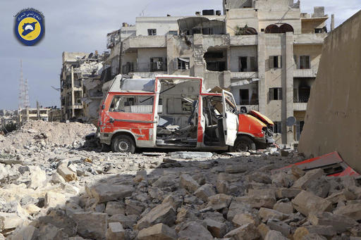 In this photo provided by the Syrian Civil Defense group known as the White Helmets