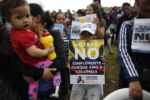 Opponents to the peace deal signed between the Colombia government and rebels of the Revolutionary Armed Forces of Colombia