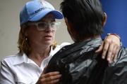 San Juan Mayor Carmen Yulin Cruz arrives at the San Francisco hospital during the evacuation of patients after an electrical plant failure