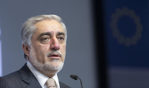 Chief Executive of the Islamic Republic of Afghanistan Abdullah Abdullah delivers a speech during a Conference on Afghanistan in Brussels