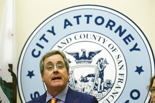 City Attorney Dennis Herrera talks about a federal judge's order blocking any attempt by the Trump administration to withhold money from "sanctuary cities "during a news conference at City Hall Tuesday